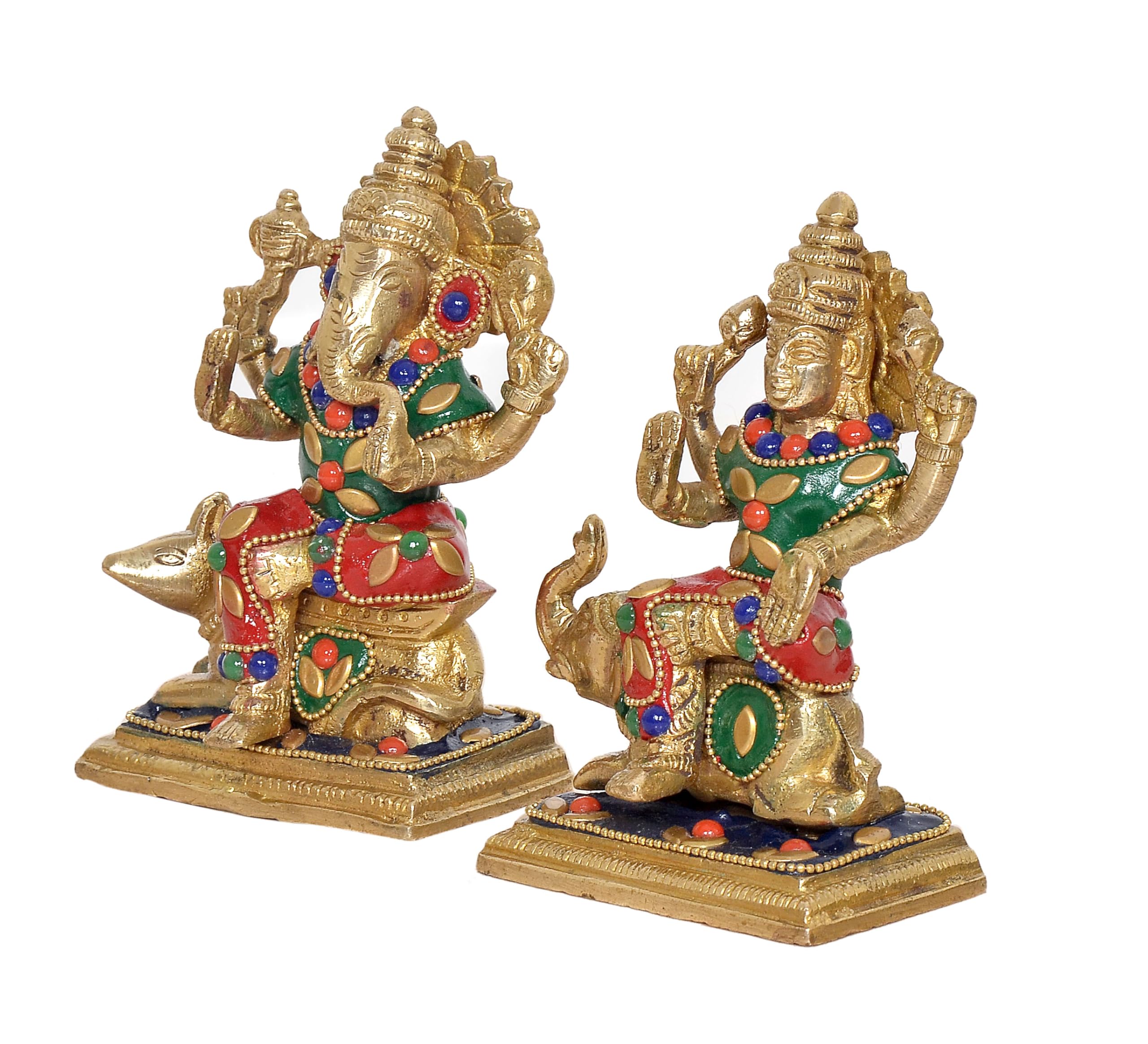 Dattatreya Brass Laxmi Ganesh Statue - Handcrafted Goddess Lakshmi And Lord Ganesha Idol For Home Decor And Pooja - Hindu Deitie